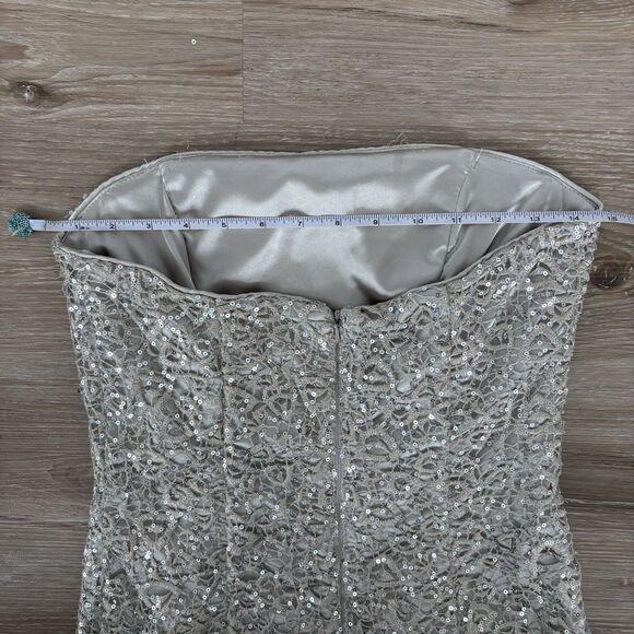 Jessica McClintock Sequin Mini Dress Size 6 Lace Strapless Formal Prom Tube VTG - Picture 8 of 9
